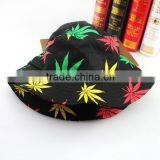 2016 New Fashion Hip Hop Green White Leaf Print Fishing Caps Weed Bucket Hats For Mens thumbnail-5