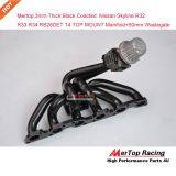 Mertop 3mm Thick Black Coated Niss** Skyline GTR R32 R33 R34 RB26DETT RB26 T4 TOP MOUNT Turbo Exhaust Manifold+50mm Wast thumbnail-4
