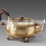 Antique Bronze Art Pure Handmade Round Teapot, Home Decorative Hanging Brass Tea Pot thumbnail-1