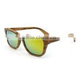 Zebra Wood Classic Green Lenses Customized Logo High Quality Wooden Sunglasses thumbnail-2