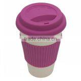 14OZ Bamboo Fiber Mug Cup With Silicone Lid thumbnail-2
