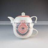 2015 New AB Grade Factory 2 Pcs Ceramic Teapot With Cup Set Embossing Microwave Safe thumbnail-2