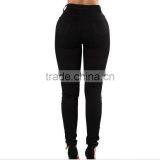 2017 Summer Latest Design Mid Waist Pure Colors Plus Size Holes Denim Jeans Pants Skinny Pant for Sexy Girls thumbnail-4