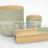 Lacquer Bamboo Salad Bowls, Spun Bamboo Trays thumbnail-4