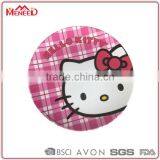 Food Grade Children's Melamine Ware Girls Favorite Pink Kitten Face Printed Round Plastic Plate for Kids thumbnail-1