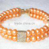 Price 7-8 mm Button Shape Pink Freshwater Pearl Bracelet thumbnail-1