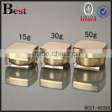 Luxury Unique Shape Square White Gold Acrylic Cream Jar With Lid 15ml 30ml 50ml Cosmetic Plastic Jar With Cap thumbnail-1