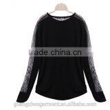 Hot Sale Autumn Ladies' Summer Fashion Loose T-shirt Women Sexy Blusas Lace Splice Patchwork Batwing Long Sleeve Tops Tee thumbnail-6
