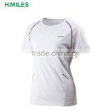 Anti-Pilling White Dri Fit 100% Polyester Quickdry Women Running T-shirt thumbnail-1