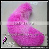 CX-R-25C Wholesale Good Quality Cute Custom Dyed Fox Tails Keychain thumbnail-1