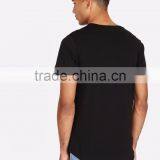 MGOO Latest Designs Mens Curved Hems T Shirt 100% Cotton Blank Longline Black T-shirts thumbnail-2