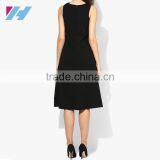 YIHAO New Fashion Apparel Sleeveless Black Solid Shift Dress Women Casual Bandage Midi Dress thumbnail-2