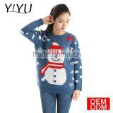 Custom Women Party Knitwear Long Sleeve Smiley Snowman Christmas Sweater thumbnail-2