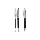 Promotional Hampton - Twist action ballpoint pen features a brass barrel with leather wrap