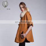 Winter Fur And Leather Overcoat Fox Fur Collar Sheepskin Fur Coat Cream Collar Lamb Fur Jacket thumbnail-2