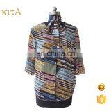 Women 2016 Stripe Print Latest Fashion Blouse Design thumbnail-1