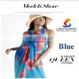 Lingshang Silk Scarf Female Chemical Fiber Scarf Ultralarge Thin Summer Sunscreen Cape Beach Towel Scarf Long Design thumbnail-4