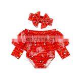 Fashion off Shoulder Long Sleeve Ruffle Baby Romper Bodysuit and Floral Headband 13 Styles You Can Choose thumbnail-3