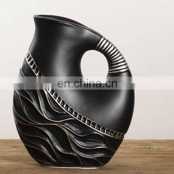 Italian retro design party decoration exquisite silver-plated black resin mini vase for flowers