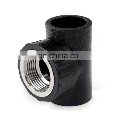 HDPE hot  fusion fittings 1inch 4inch 6inch 25 32 50 63 female thread tee