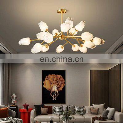 Nordic All-Copper LED Pendant Light Modern Dining Room Living Room Crystal Chandelier Luxury Magic Bean Molecular Ceiling Lamp photo-3