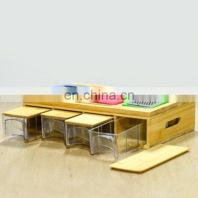 Free Sample Large Bamboo Cutting Board With Drawers And 4 Container Tray, Juice Grooves Fruit & Vegetable Tools photo-4