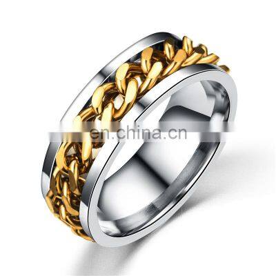 2020 Fashion Charm Men Women Jewelry Rotatable Chain Stainless Steel Ring