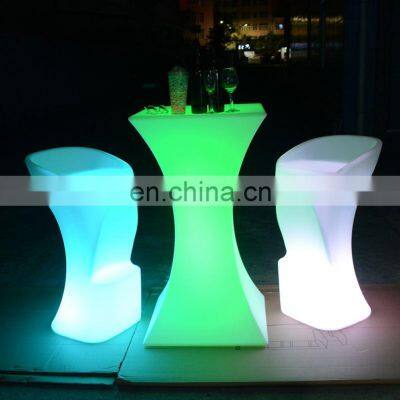 Acrylic led furniture table with glass table top