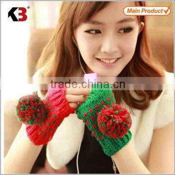 2015 fashion cheap knitted red mittens