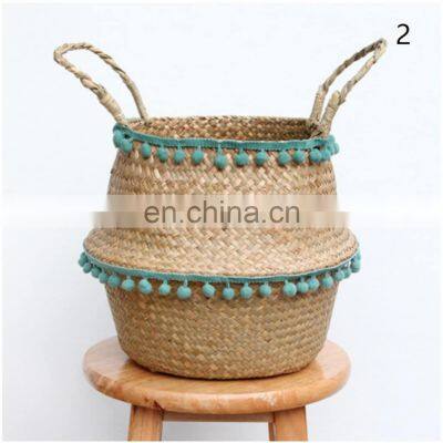 Best Seller Seagrass Belly Basket Eco Friendly Straw Plant Holder Storage Basket Decor Home High Quality