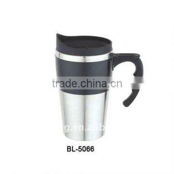 14oz double wall stainless steel travel auto coffee mug cup with handle