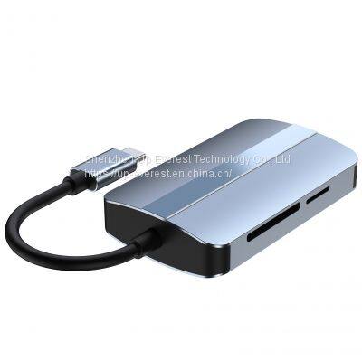 Aluminum Alloy USB Hub 8 in 1 Hub HDMI*1+RJ45+USB3.0*1+USB2.0*1+micro SD*1+SD*1+PD*1+PD2.0*1 photo-3