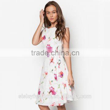 2016women printing dress hotsale sale summer sexy short dress knee length dress D315