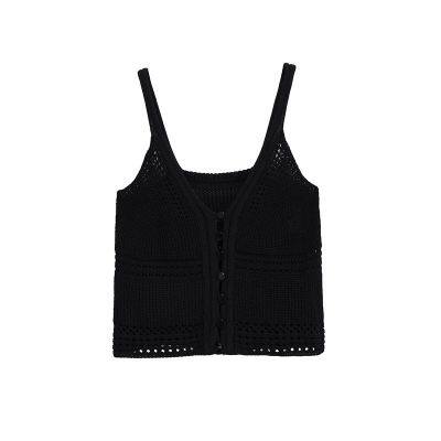 Spring New European and American Style Round Neck Women's Design Sense Niche Temperament Suspender Knitted Sweater photo-3