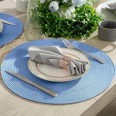 Round Braided Placemats Set of 6, 15'' Heat Resistant Washable Non-Slip Woven Table Mats for Dining Table Kitchen photo-5