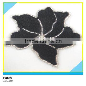 Iron on Decals Hotfix Black Horse Hair Mix Rhinestone Oval Patch 12x15cm photo-3