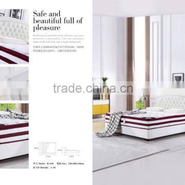 2015 modern cream crystal good quality leather beds (H-030)