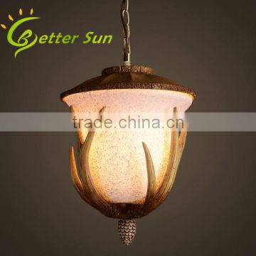 Milk Glass Shade Fake Antler Chandelier Resin Drop Ceiling Light Fixture from Zhongshan