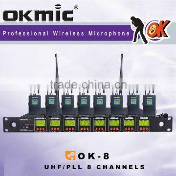 OK-8 UHF/PLL 8 Channel wirelesss microphone system