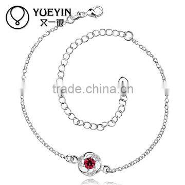 Handmade Red Zircon Brass Foot Chain Jewelry