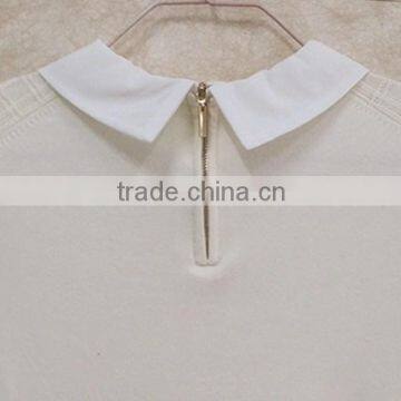 Girl Plaid Knitting Wear Shirt-collar Short Sleeve Sweater Pullover photo-4