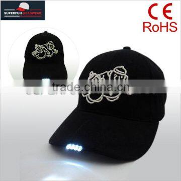 manufacturer supply customized 3D embroideried logo 4 LED lighting hats