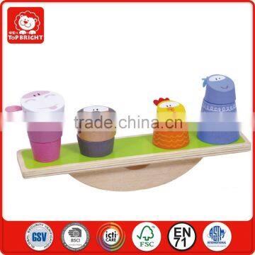 Top Bright EN71 and ASTM Fram animal stacking balance blocks 11 pcs eductaional geometric toy block wood child early education