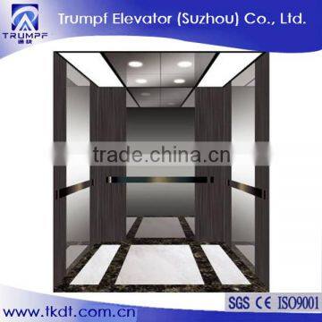 Passenger Lift With Mirror Stainless Steel Decorations