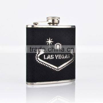 1oz/2oz/3oz/4oz/5oz/6oz/7oz/8oz/9oz Stainless Steel leather Hip Flask Personalized black liquor flask wholesale