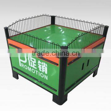 Supermarket Exhibition Stand Promotion Table with Guardrail for Shop/Grocery/Retail