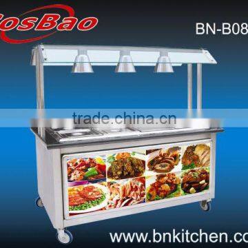 6 pan bain marie with cabinet & heat lamps