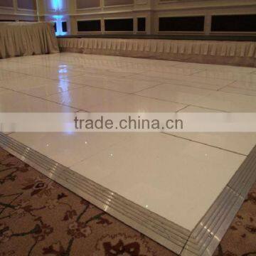 silver edging frame white paint dance floor