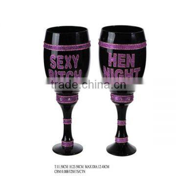 solid color black wine glass cup bling glass