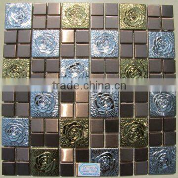 Flower pattern square shape decorative metal stainless steel mosaic